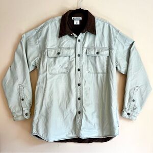 Columbia Chore Coat, Men's Size L, Tan Canvas, Corduroy Collar, Fleece Lined